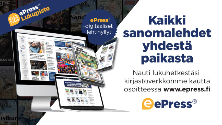 Sanomalehtipalvelu ePressin mainos.