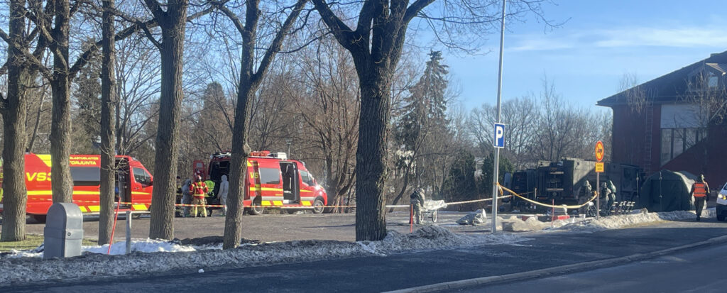 Harjoitustilanne Loimaan vanhan kaupungintalon läheisyydessä