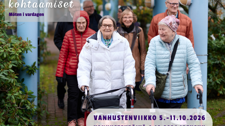 Kuvassa on vanhustenviikkoon liittyvä kuvituskuva.