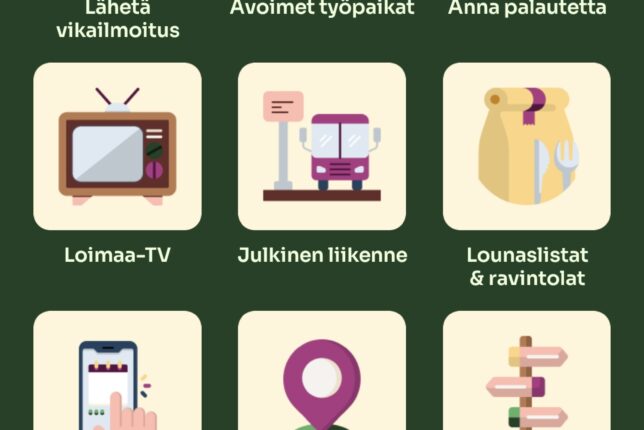 Kuvakaappaus Loimaa-Äppi mobiilisovelluksen etusivulta