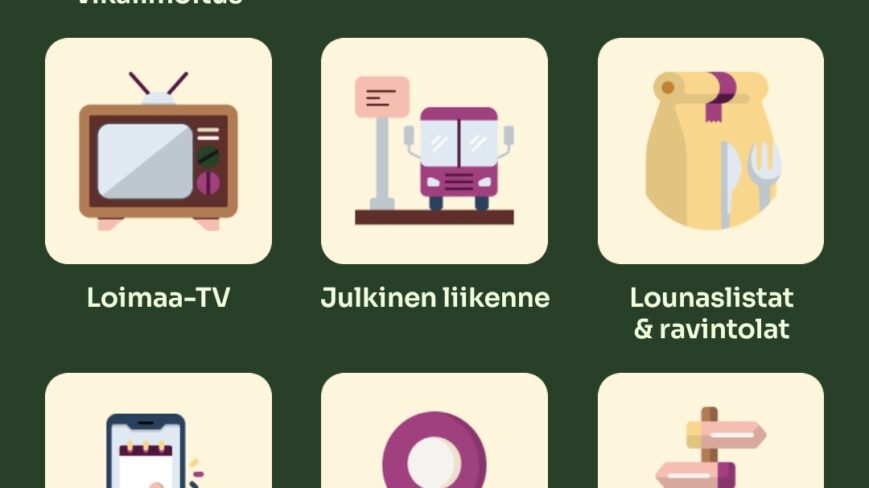 Kuvakaappaus Loimaa-Äppi mobiilisovelluksen etusivulta